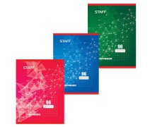 Тетрадь А4 96 л, Staff, клетка, скоба,  мелованный картон
