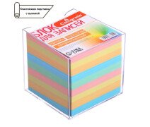 Блок для записи 9*9*9 см цветная пастель в пластиковом прозрачном боксе