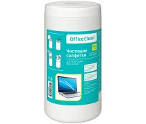 Салфетки чистящие влажные OfficeClean, для мониторов всех типов, в тубе, 100шт.